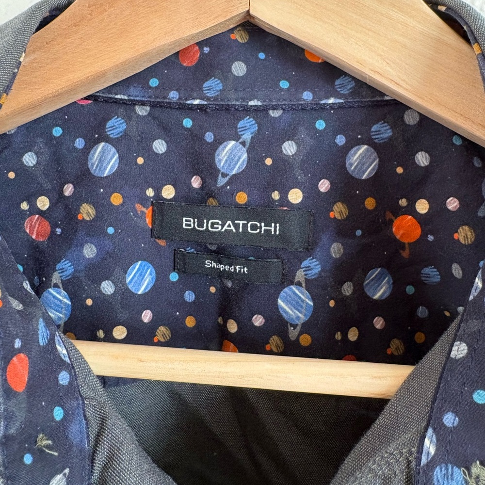 Bugatchi Gray Shirt with Patterned Collar - image 3